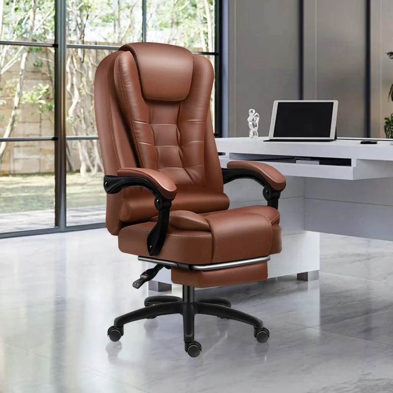 Chaise-de-bureau-moderne-en-acier-inoxydable-mobilier-de-luxe-blanc-marron